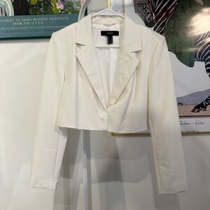 Forever 21 White Cropped Blazer